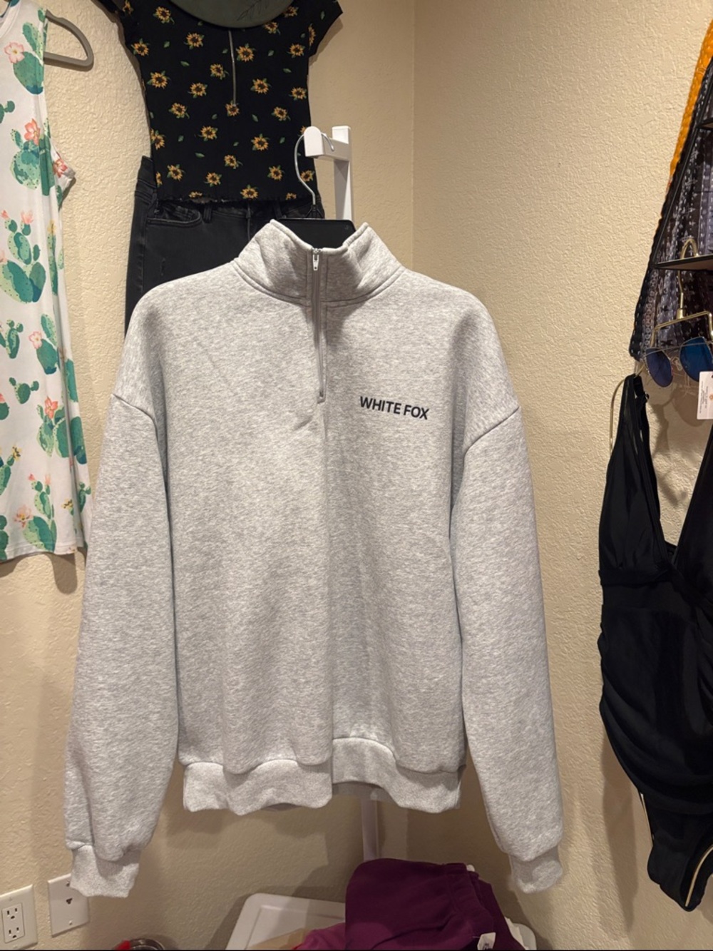 Wildfox Light Grey Marle Half-Zip Sweatshirt - Picture 12 of 13